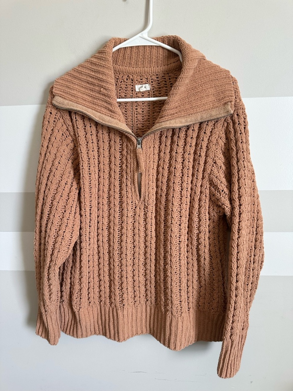 Aerie Cable Car Quarter Zip Tan - Picture 2 of 2